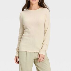 A New Day Cotton Ribbed Long Sleeve Top Size Medium